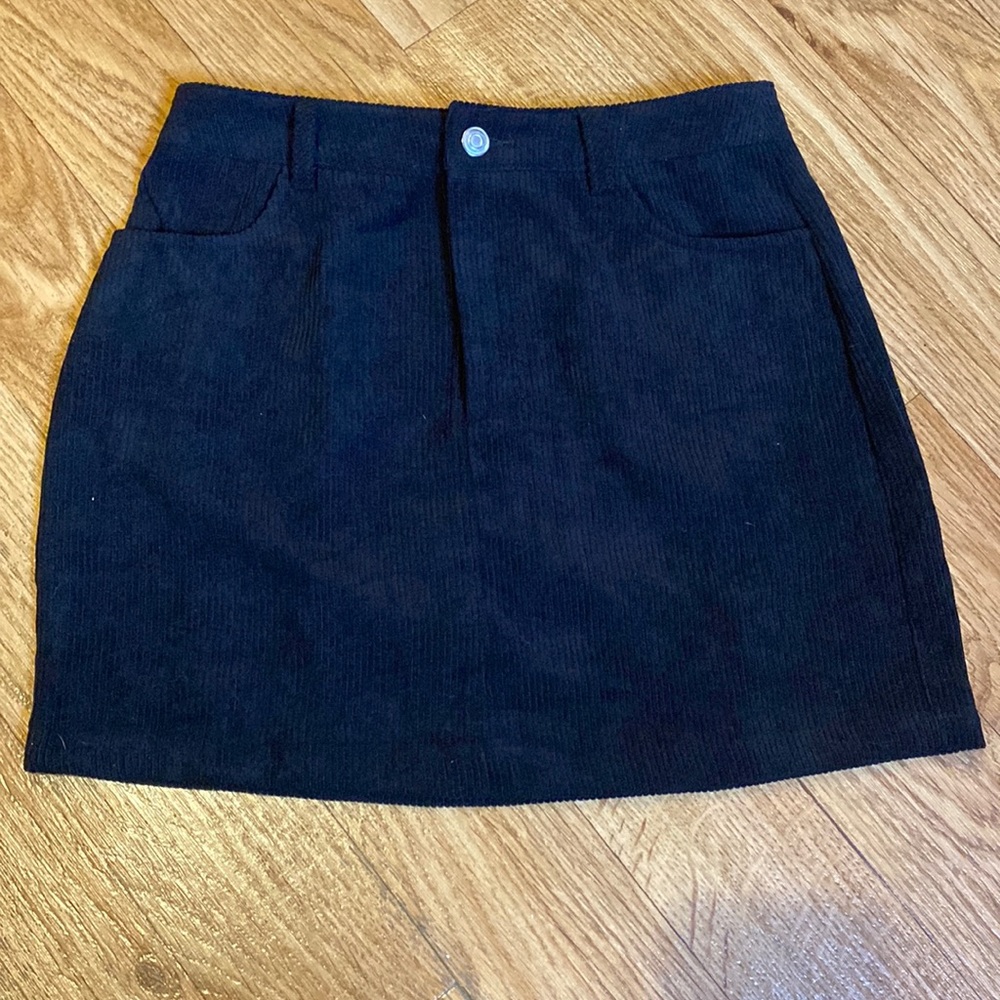 Black Corduroy Mini Skirt